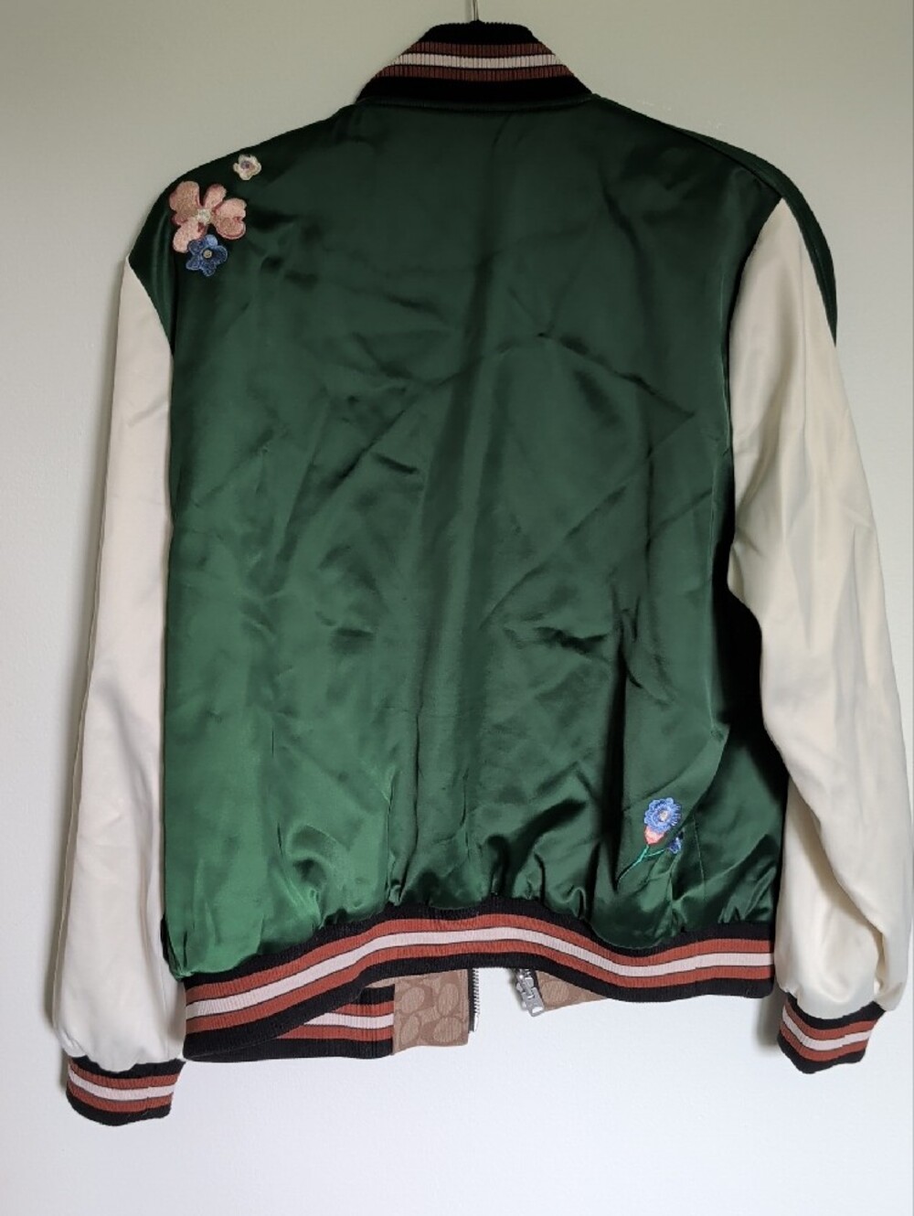 Coach Green Satin Bomber Jacket - Picture 3 of 6